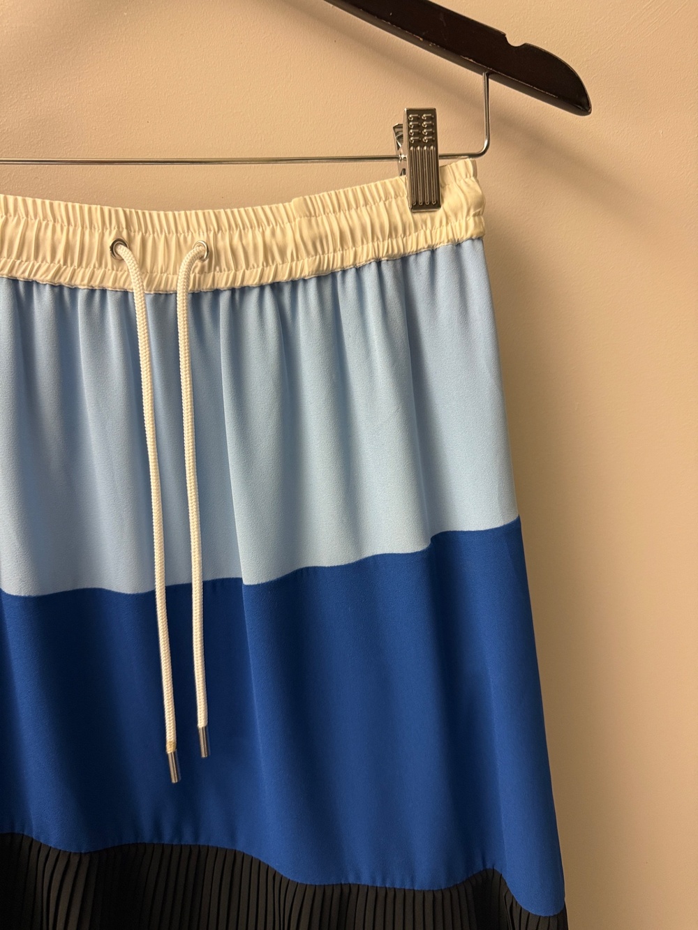 Public School Color Block Pleated Skirt Blue Cream Black Small - Picture 3 of 6